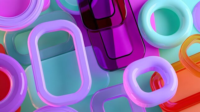 plastic rectangle dynamic shapes. 3d rendering.