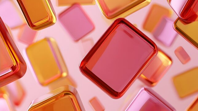 plastic rectangle dynamic shapes. 3d rendering.