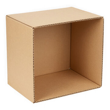 Empty cardboard box on plain background