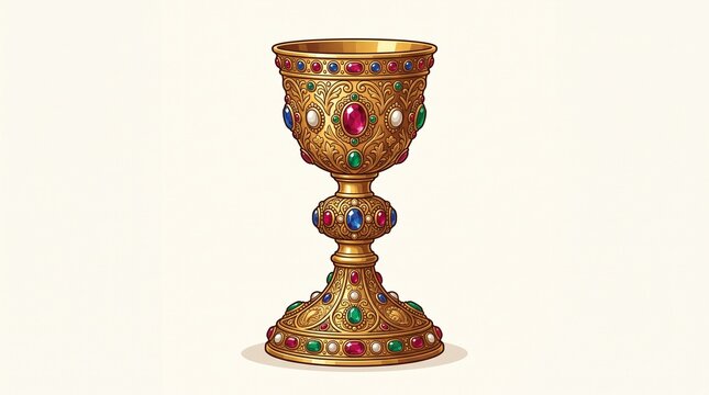 Golden chalice on minimalist background