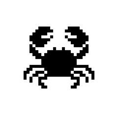 Fototapeta premium Symmetric black pixel art crab silhouette.