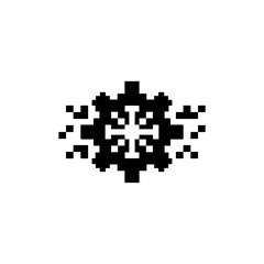 Fototapeta premium Symmetrical pixel art snowflake illustration.