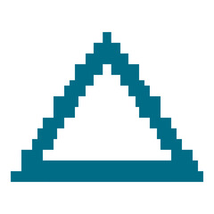 Fototapeta premium Teal pixel art triangle outline symbol.