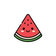 Obraz premium Triangular watermelon slice character with cute smiling face.