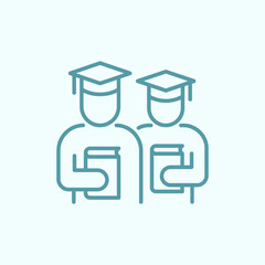 Fototapeta premium Two graduates wearing caps and holding diplomas.