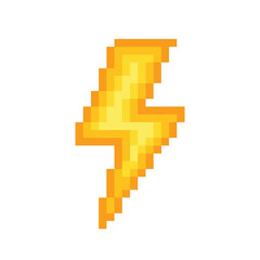 Fototapeta premium Yellow pixel lightning bolt symbol.