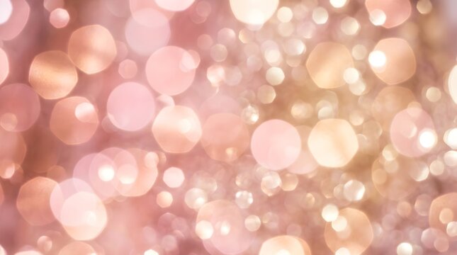 Soft Focus Bokeh Lights Background with Warm Golden and Pink Hues