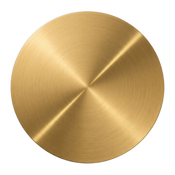 Brushed gold metal texture circle isolated on transparent background