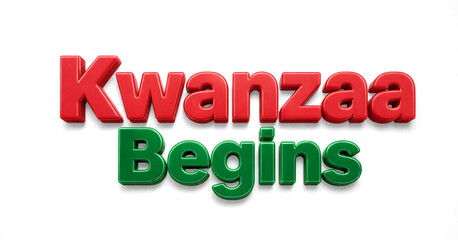 Obraz premium Colorful threedimensional text saying kwanzaa begins isolated for holiday celebrations and promotions