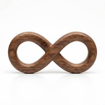 A wooden infinity symbol icon representing eternal and endless concepts