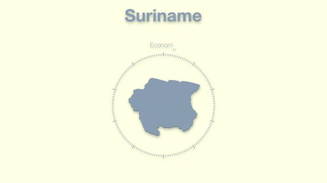 Suriname MAP revealing minimalistic animated data analytics for presentations, videos, corporate, documentery 