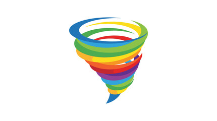 Obraz premium Colorful tornado illustration with rainbow colors on white background