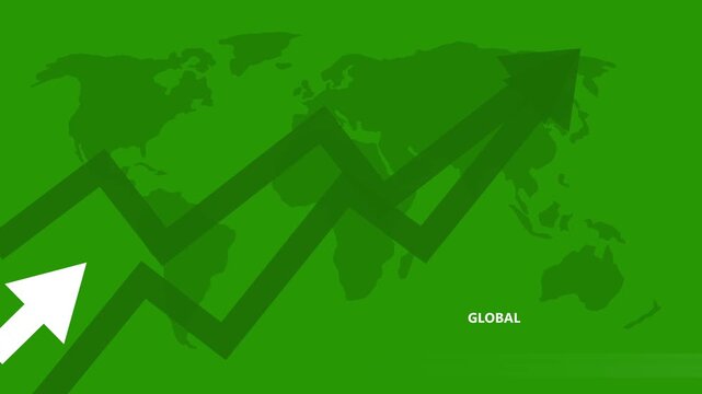 Global economic growth concept with rising financial arrows on map background, economy finance business