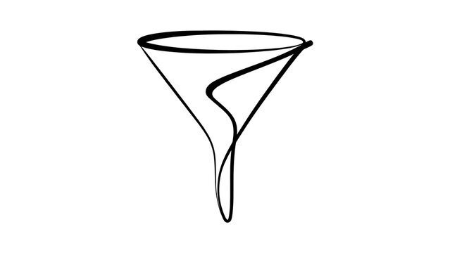 Abstract funnel shape line art white background.