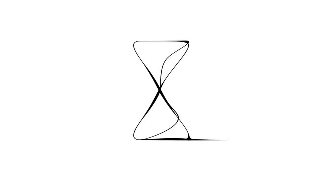 Abstract hourglass symbol on white background.