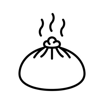 Steaming hot baozi bun dumpling food vector illustration flat icon.