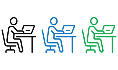 Fototapeta premium Minimalist Person Working on Laptop Icons