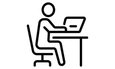Fototapeta premium Person Working on Laptop at Desk Icon