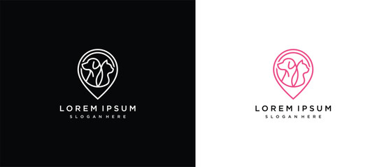 Fototapeta premium Minimalist Pet Location Logo Design