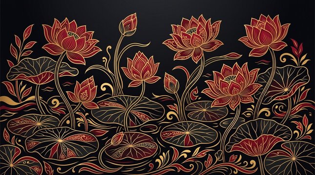 Vietnamese lacquer art lotus