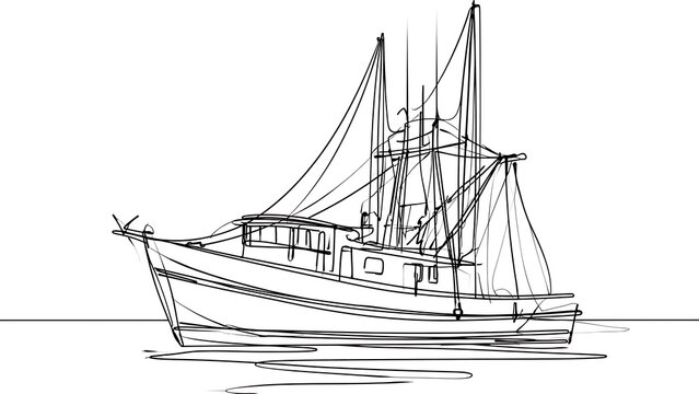 Classic sailing ship illustration white background.