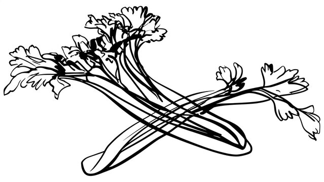 Celery stalk illustration on white background.