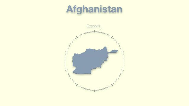 Afghanistan MAP revealing minimalistic animated data analytics for presentations, videos, corporate, documentery 