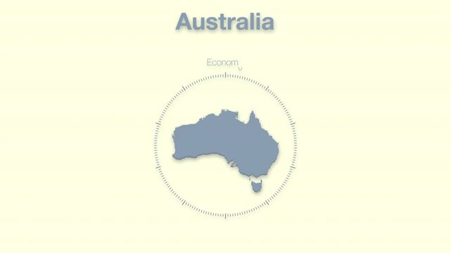 Australia MAP revealing minimalistic animated data analytics for presentations, videos, corporate, documentery 