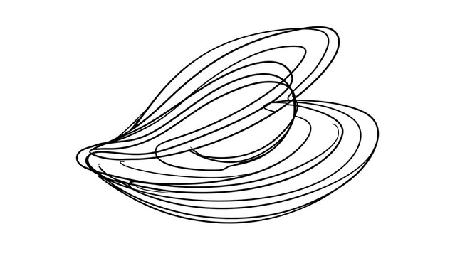 Abstract swirling shell illustration white background.