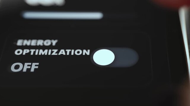 Energy Optimization Toggle Switch In On Position On Data Center Control App