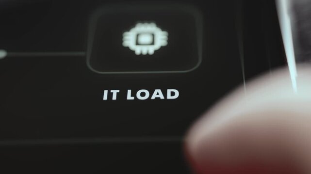 IT Load Chip Node Glowing On Dark AI Data Center Power Chain Interface