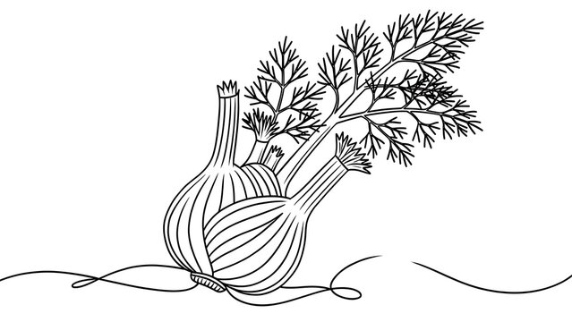 Hand drawn carrot with leaves on white background.