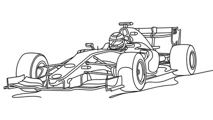 Fototapeta premium Formula one race car sketch white background.