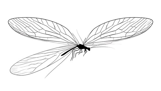 Detailed mayfly illustration on white background.