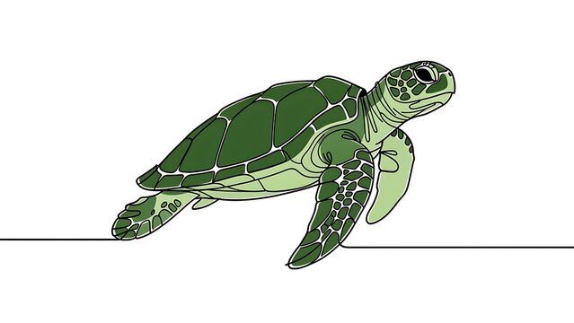 Green sea turtle illustration on white background.