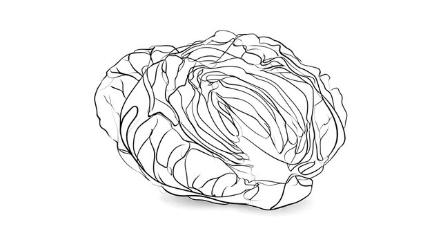 Hand drawn cabbage illustration white background.