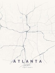 Fototapeta premium Modern Atlanta City Map Poster Design, Pastel Dream Style Urban Street Grid Cartography