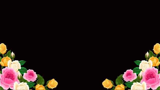 tulip flowers border frame on the alpha channel background