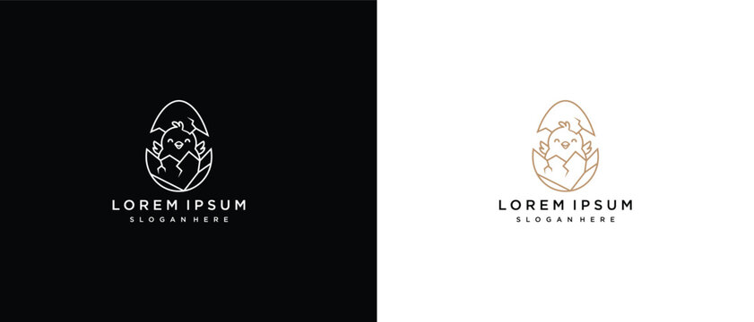 Modern Minimalist Logo Cracked Egg With Abstract Design