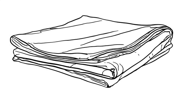 Folded fabric stack illustration white background.
