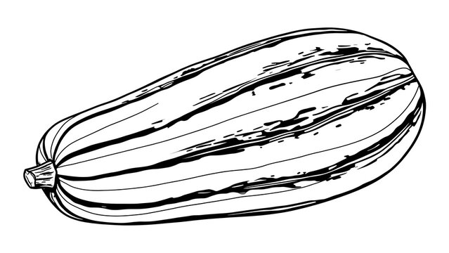 Hand drawn zucchini illustration on white background.