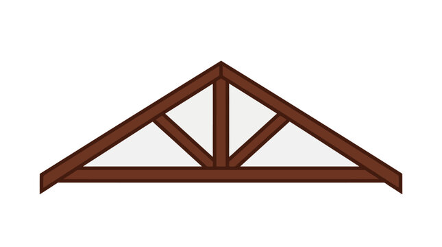 Wooden roof truss isolated on white background.