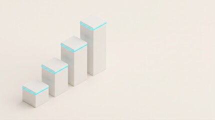 Fototapeta premium 3D bar chart showing business growth. Rising financial graph representing success and progress.