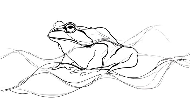 Hand drawn frog sketch on white background.