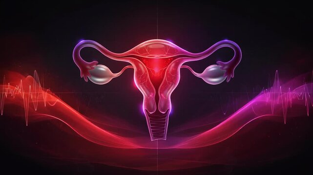 Detailed 3D illustration of the female reproductive system with uterus ovaries and fallopian tubes in vibrant colors