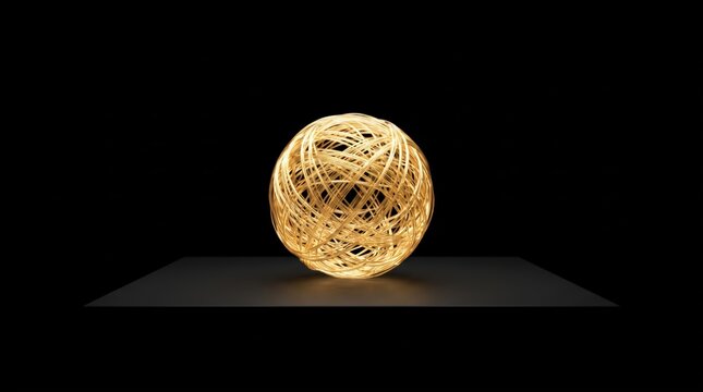 Glowing fiber-optic sphere with luminous fiber lines. Futuristic technology concept for digital innovation and high-tech displays.