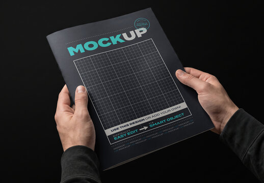 Hands Holding Magazine Brochure Cover Mockup