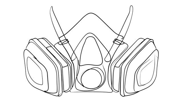 Half face respirator mask illustration white background.