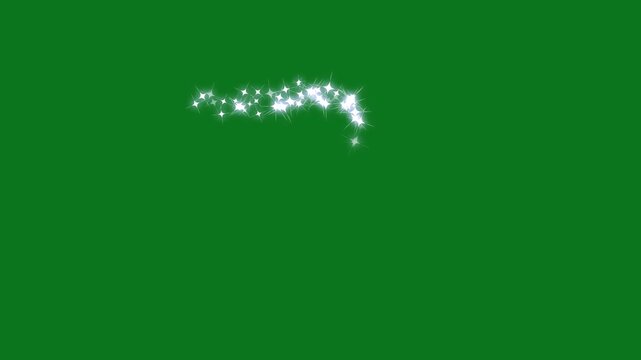 Elegant Magic Glitter Sparkling Star Trail, Fairy Dust Wand Motion, White Glowing Twinkle Particles, Luxury Shining Bokeh Effects, Smooth Glitter Line Transition Animation on green Screen