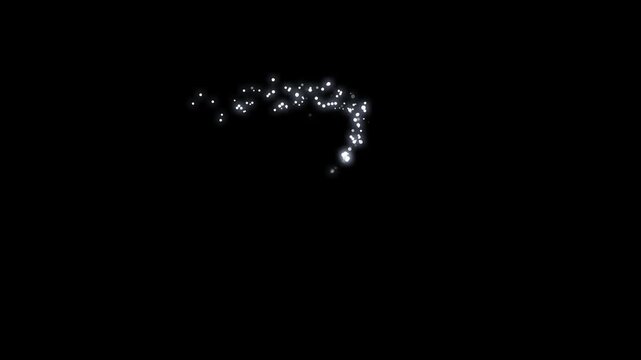 Fairy Dust Wand Glitter Stars Trail Transition, Magic Sparkling Star Line, White Glowing Twinkle Particles, Luxury Glitter Bokeh Effects, Shining Star Burst Animation on Black Screen Background 4K